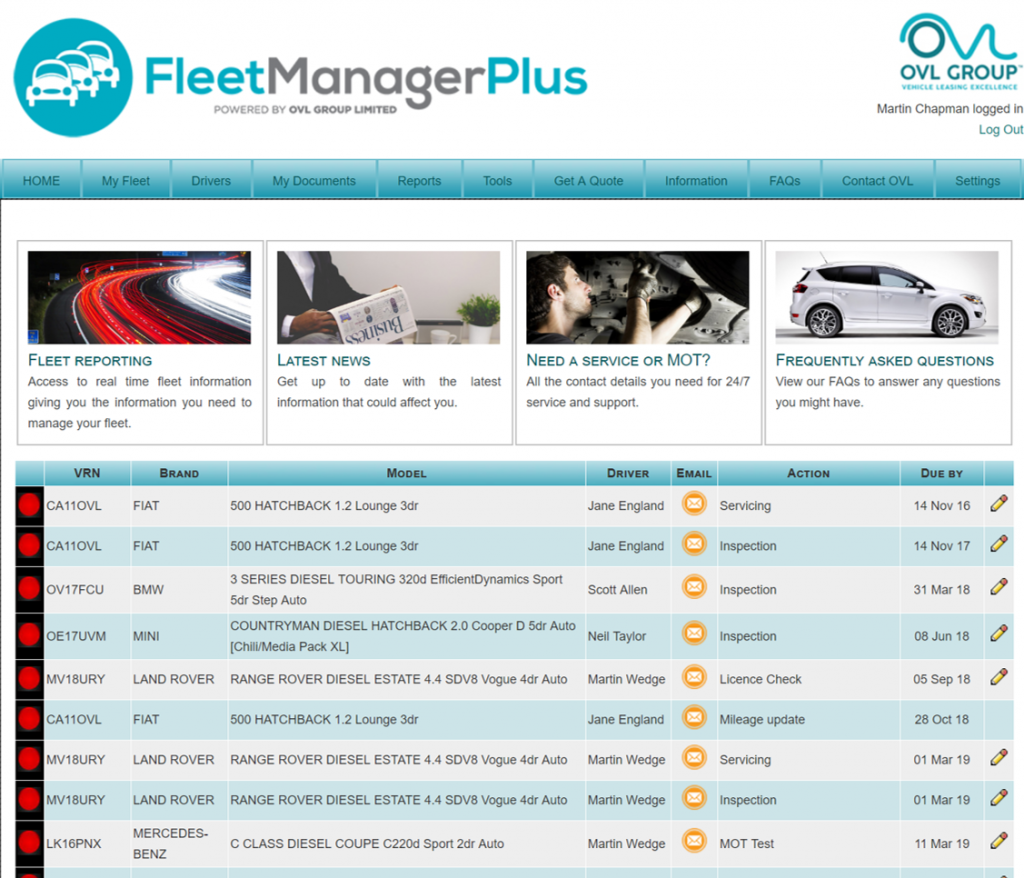 Common data accessed through fleet management software