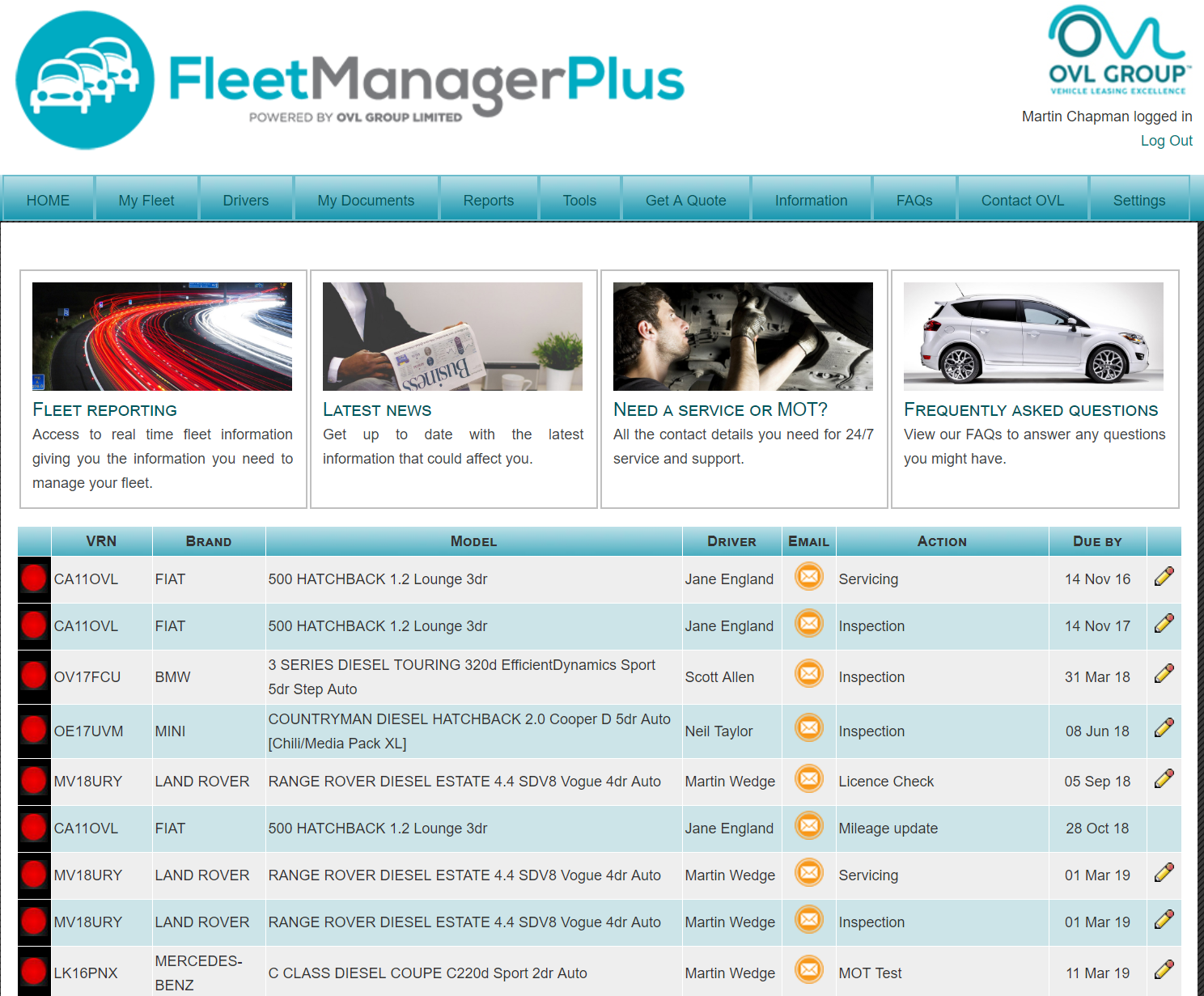 Common data accessed through fleet management software